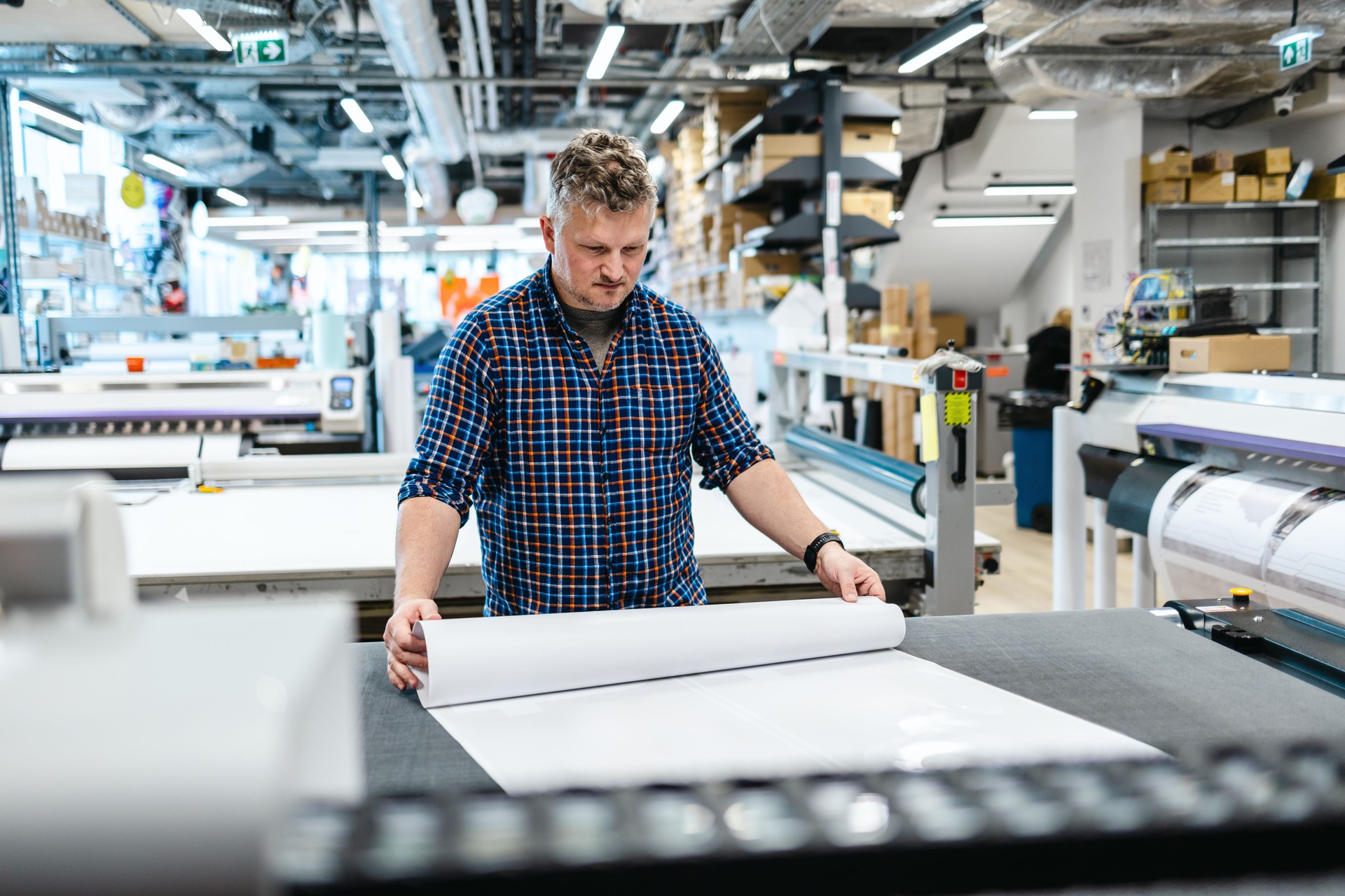 Man working in a printing factory